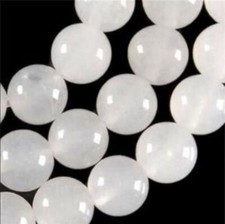 Natural 6/8/10/12/14mm White Jade Gemstone Round Loose Beads 15" Strand