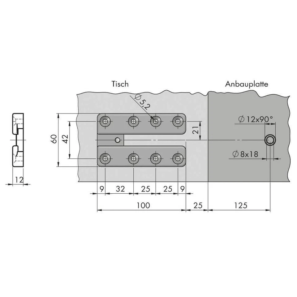 Prolongación Mesa Aluminio Placas para Mesa de Extensión Tiver Tischbeschlag Set - Imagen 4 de 4