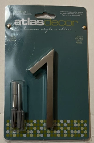 Atlas Decor House # "1" Avalon 4.5inch Tall - Brushed Nickel Plated & Lacquered - Picture 1 of 3