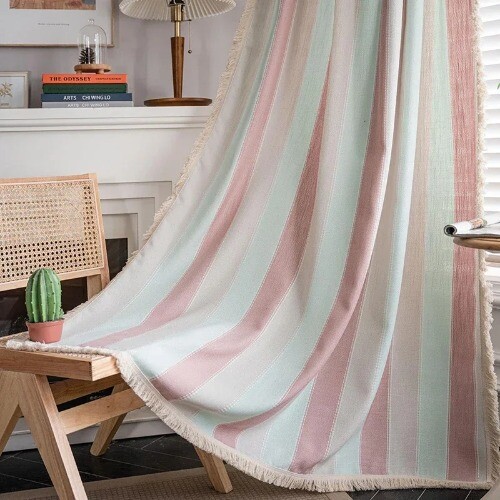 Sage Green Boho Curtains for Bedroom Living Room Cute Textured Window Curtain - Picture 29 of 36