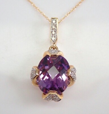 2.12Ct Oval Cut Lab CreateAmethyst Women's Pendant 14k Yellow Gold Plated Silver