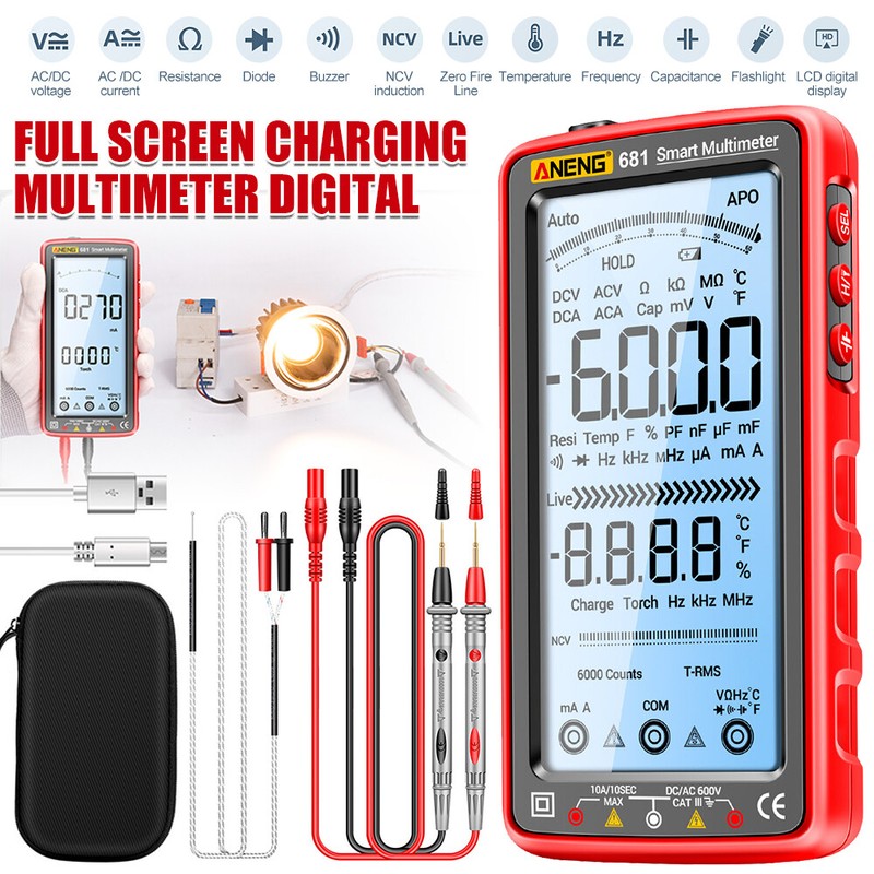 Smart LCD Digital Multimeter 6000 Counts Voltage Tester Resistance Meter Set