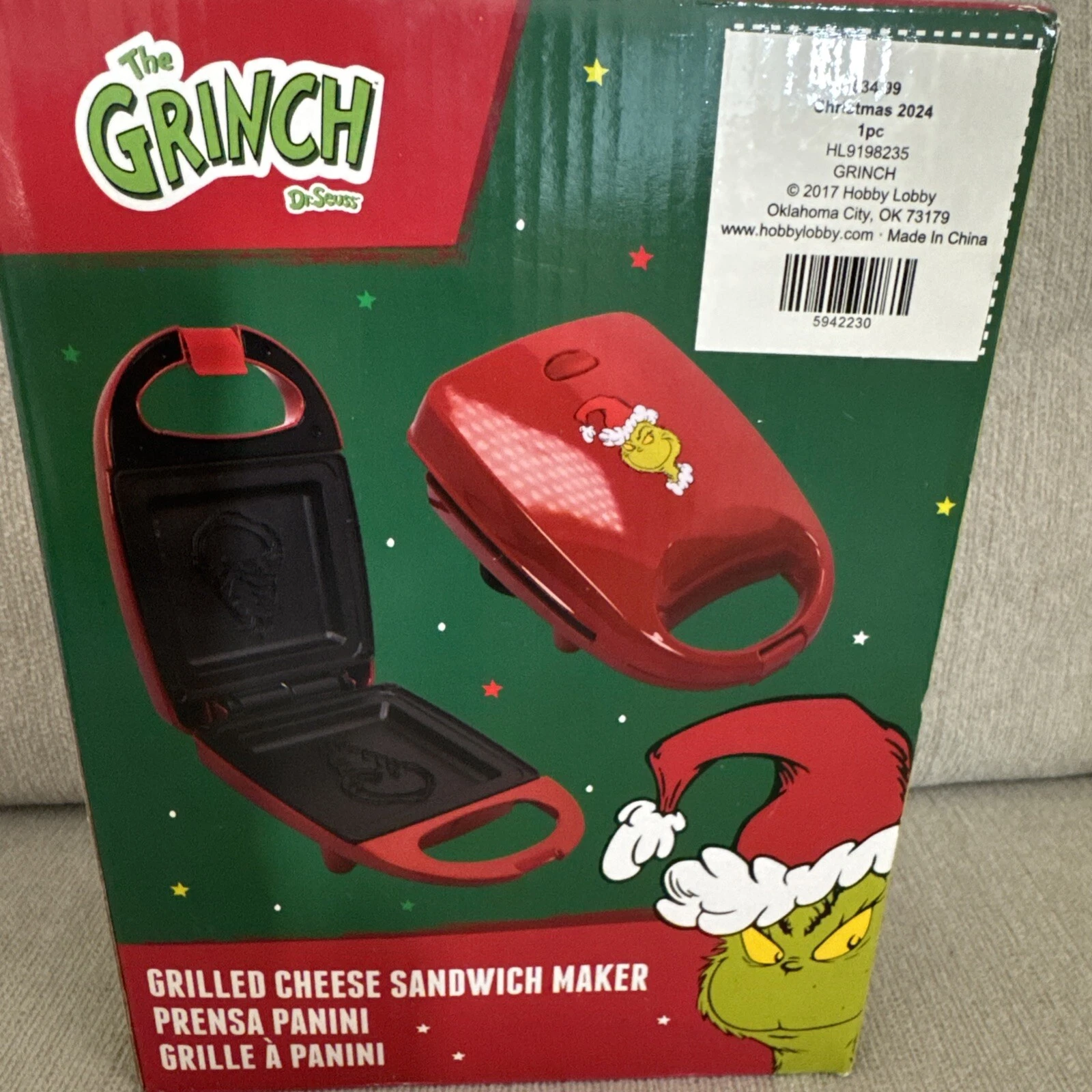 Grinch Grilled Cheese Sandwich Maker Prenza Panini Grille A Panini New,