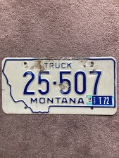 1972 Montana Truck License Plate - 25 507 - Nice!