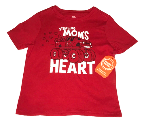 TODDLER BOY RED 5T SHORT SLEEVE T-SHIRT TEE LOVE TRUCK STEALING MOMS HEART NWT - Picture 2 of 6