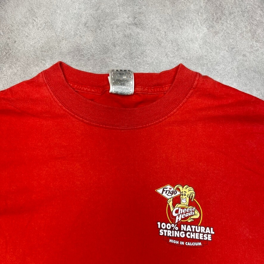Cheese Heads T-Shirt Mens Graphic Spellout Frigo Food Tee, Red Large image 7