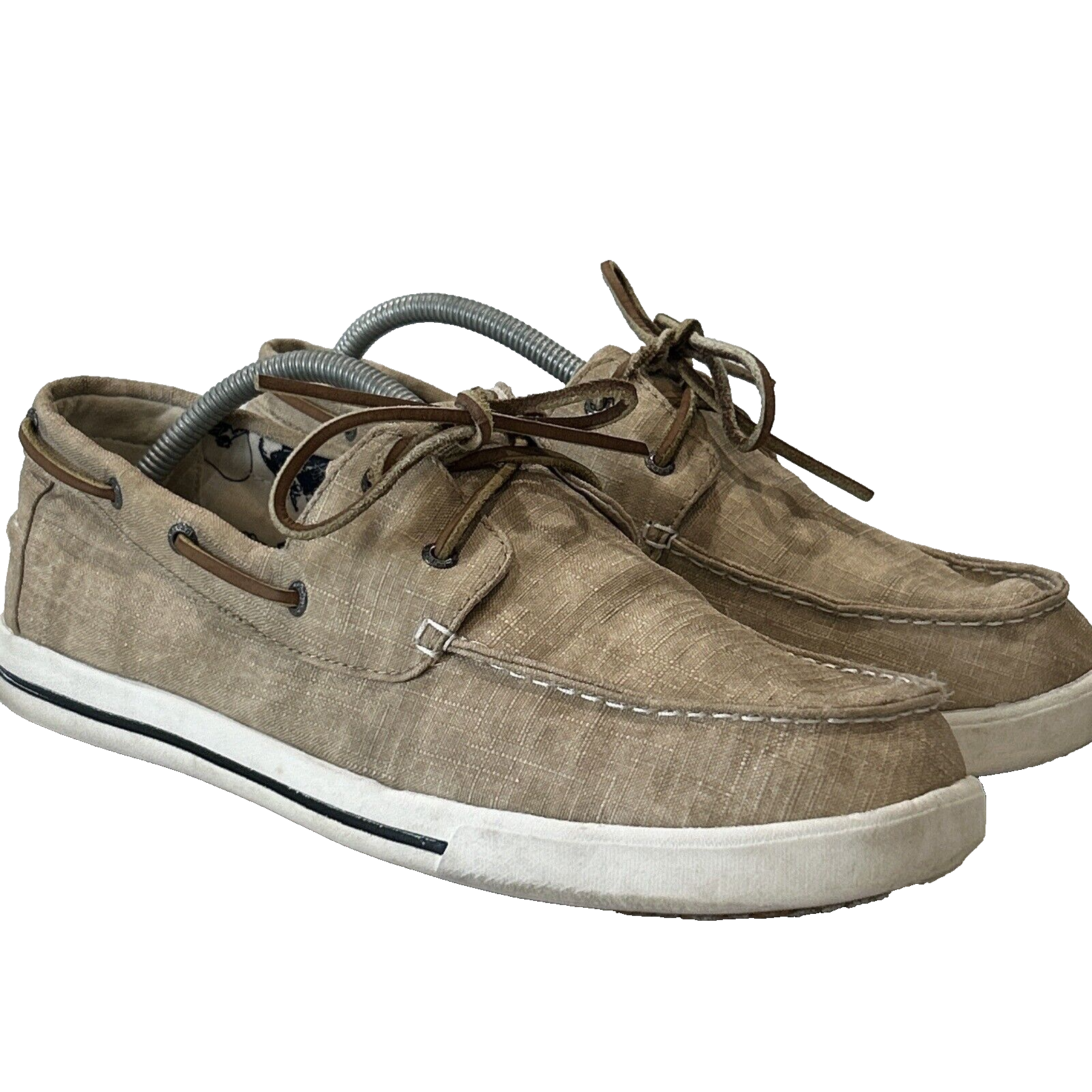 SAOLA LL BEAN Sneakers in tela lavata dal sole 2 occhielli scarpe da barca in pizzo marrone uomo 10