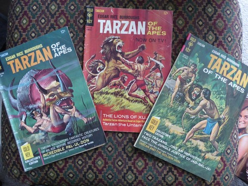 EDGAR RICE BURRoUHS TARZAN oF THE APES 12 CENT CoMIC LoT x3 VINTAGE DELL 1967
