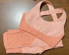 2 Set Yoga Pants High Waist Leggings Sports Bra Crop Top Slim Fashion Gym Outfit