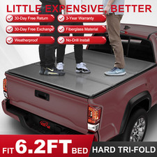 Fiberglass Tonneau Cover For 6.2ft 1995-2004 Toyota Tacoma Hard Tri-fold 74.5