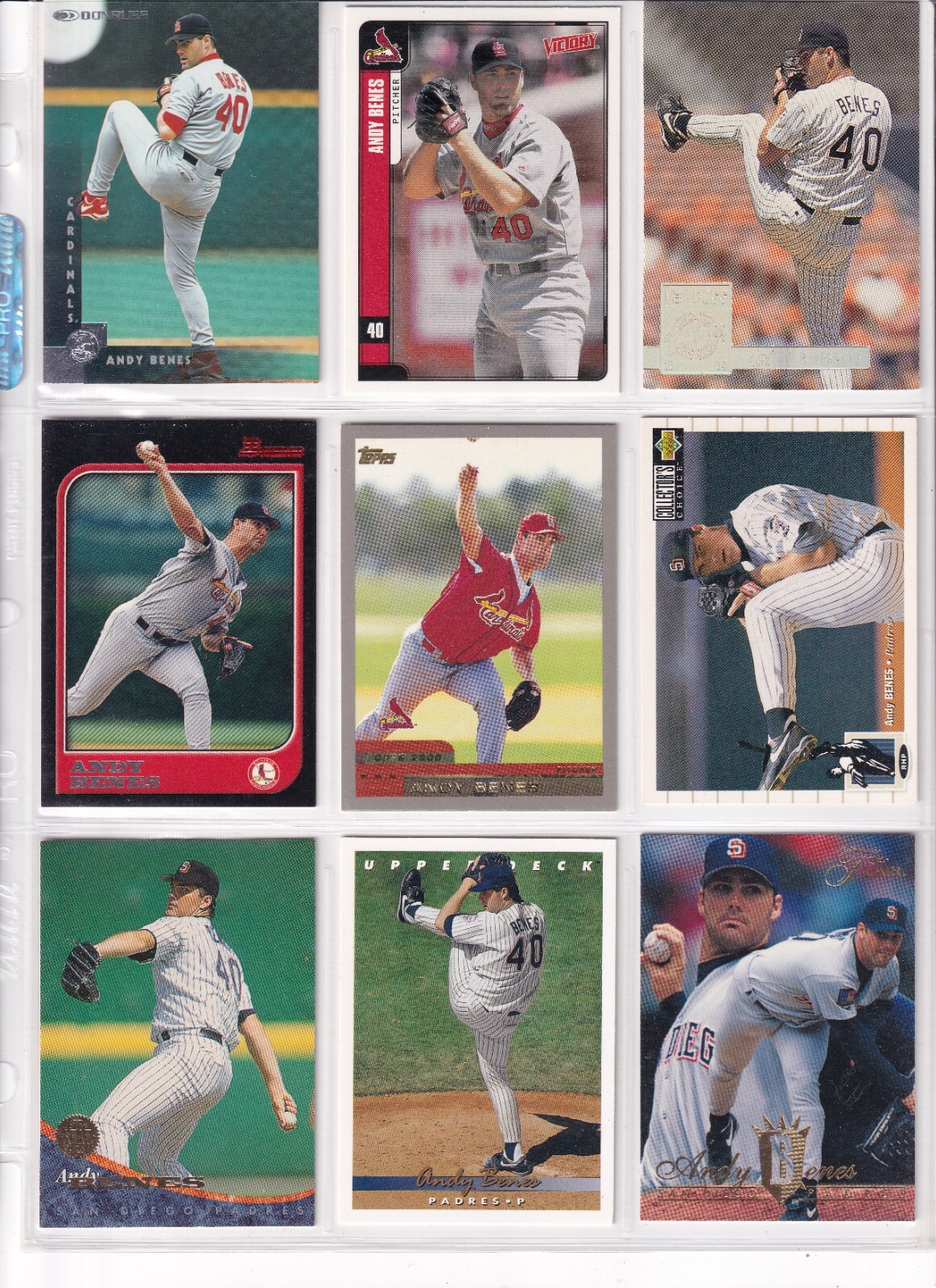 Andy Benes 9 Card Baseball Lot St. Louis Cardinals Baseball Cards