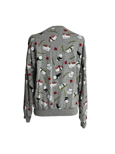 Divided H&M Cat Sushi Crewneck Sweatshirt Juniors Size Medium Gray Shirt Top - Picture 2 of 8