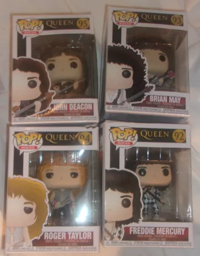 LOT OF 4 FUNKO POP ROCKS QUEEN BRIAN MAY, JOHN DEACON, FREDDIE 92, 93, 94,95 NEW