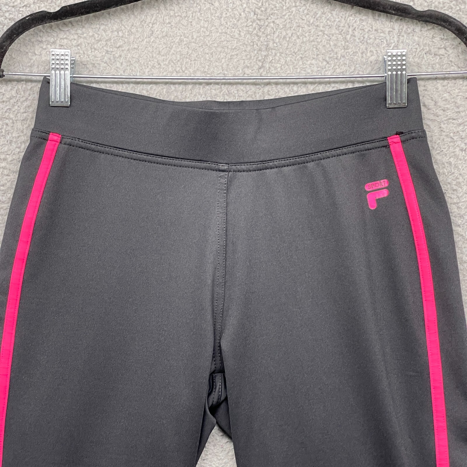Leggings donna Fila Sport Capri nero rosa logo elastico in vita pull on taglia XS
