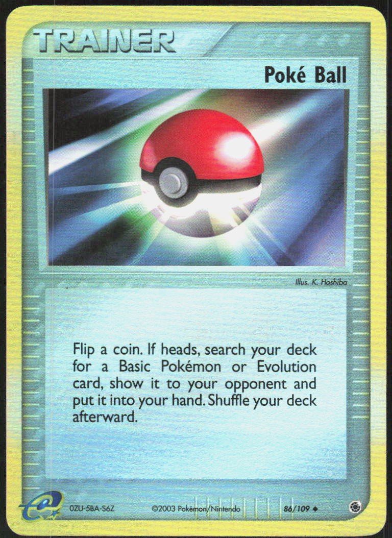 Poke Ball 86/109 Reverse Holofoil Uncommon EX Ruby and Sapphire NM Pokemon