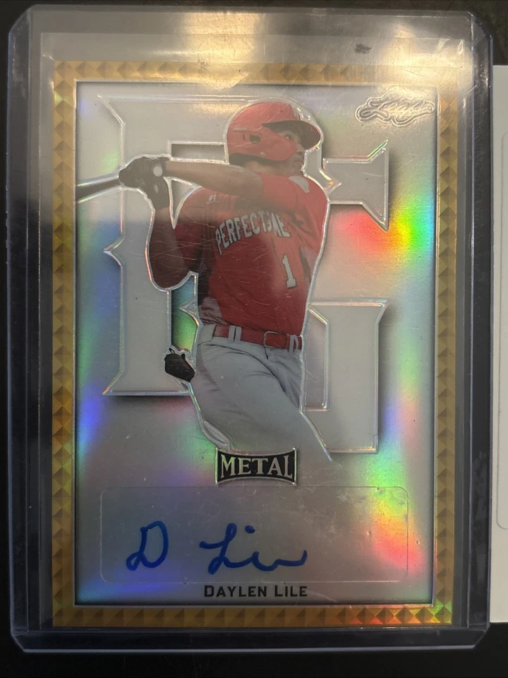 DAYLEN LILE 2020 LEAF PERFECT GAME Gold Rainbow PROOF AUTOGRAPH #1/1 NATIONALS - Image 2 of 3