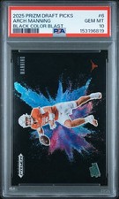 2025 PANINI PRIZM DRAFT PICKS BLACK COLOR BLAST #6 ARCH MANNING PSA 10