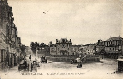 Ak Villers sur Mer Calvados, Route de Dives, Rue du Casino - 4477949