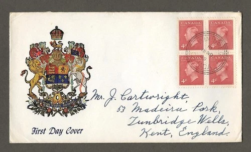 Canada first day cover, Talbot Cachet 287 4 cent George VI block of 4 [ 795