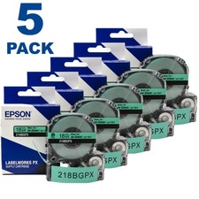 Genuine Epson LABELWORKS 218BGPX Black on Green 3/4" (18mm) Label Tape *5-PACK*