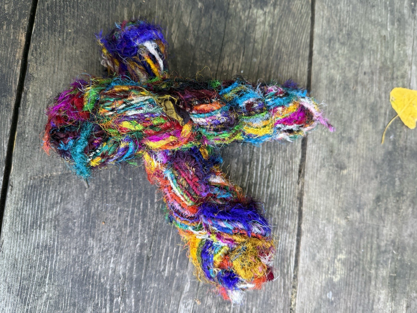 Darn Good Yarn Recycled Silk Ribbon Yarn Multi Colored TWO 54g Bulky