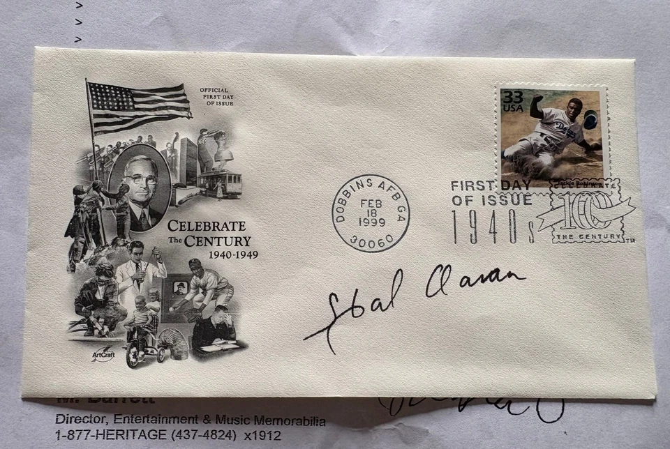 HANK AARON AUTOGRAPHED "JACKIE ROBINSON" FIRST DAY ISSUE 1999 CELEBRATE FDC - Image 2 of 2