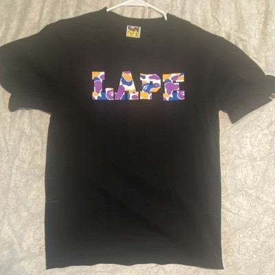 A Bathing Ape BAPE Black Logo Graphic Print T-Shirt XL Regular Fit Cotton
