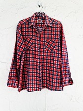 Vintage Dickies Plaid Flannel Shirt Men's L Red Navy 100 Cotton Workwear 90s