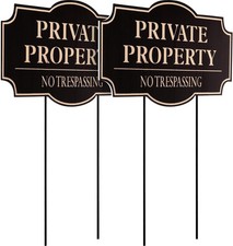 2-Pack No Trespassing Signs, 11.8 X 6.7 Inches, Private Property Decorative Sign