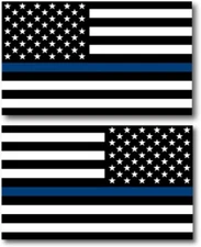 Magnet Me Up Thin Blue Line American and Reversed Flag 3x5, Opposing 