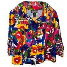 Berek Bloom Symphony Watercolor Floral Print Jacket Sz Small NWT Wearable Art