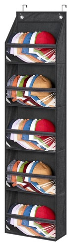 Narrow Door Hat Organizer for Baseball Caps, Baseball Hat Rack for Closet/Wal...