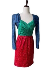 Vtg Diane Dickinson 100 Cotton Fitted Polka Dot Retro Dress