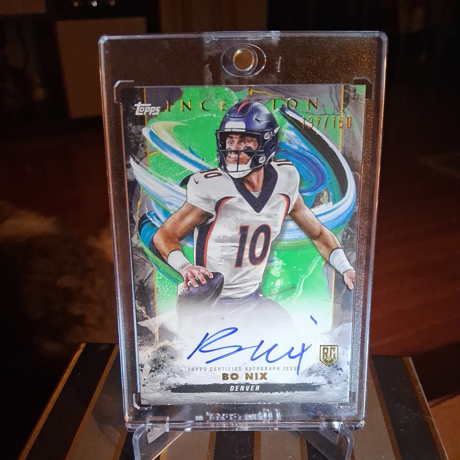 2024 Topps Inception - #RA-BN Bo Nix (RC) Rookie MASSIVE On-Card Auto GREEN /150