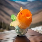 Art Fish Figurine Orange White Green Tail on Blue Base — photo 2