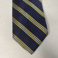 Brooks Brothers Men s Silk Tie Blue With Yellow And Light Blue Stripes Silk USA