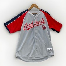 St Louis Cardinals MLB Dynasty Baseball Jersey Mens Large Gray Red Baseball
