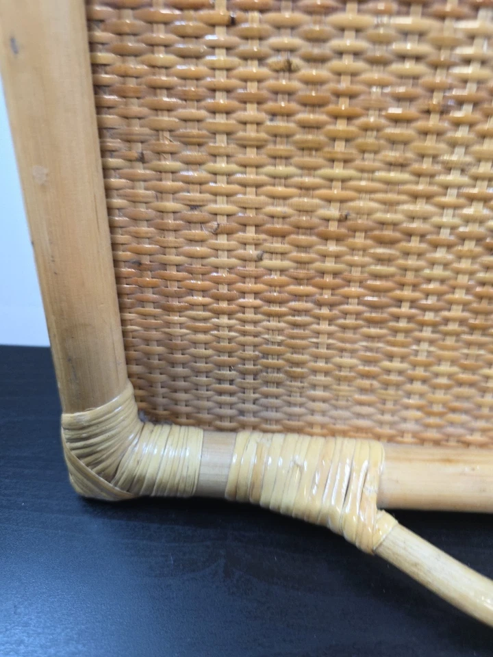 Bamboo Rattan Folding Serving Tray Boho Decor 21" - Image 2 of 4