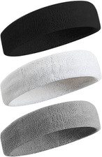 Sweatbands Sports Headband for Men  Women - Moisture Wicking Athletic Cotton Te
