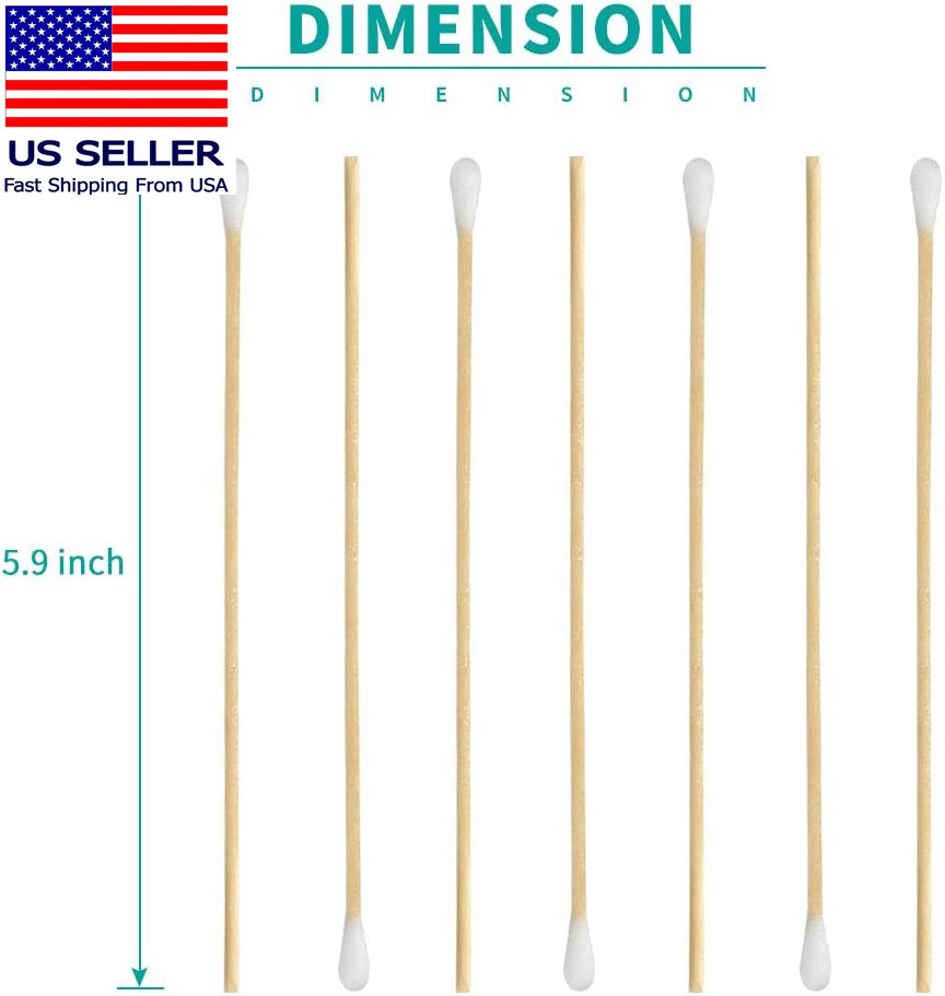 200 Pcs Count 6" Inch Long Cotton Swabs with Wooden Handles Cotton Tipped Applic