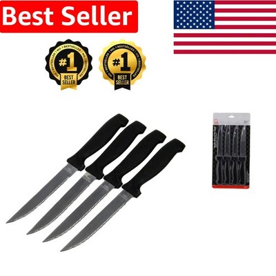 Effortless Cutting 4-Piece Steak Knife Set - 4.5-Inch Serrated Stainless Steel