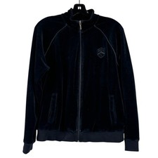 Vintage Lauren Ralph Lauren Active Size Large Black Velour Full Zip Track Jacket