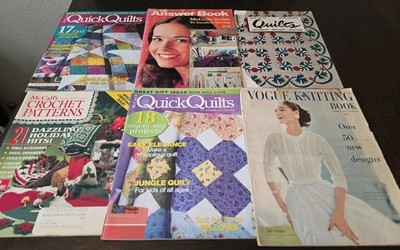 6 Mixed Lot Vintage Fashion Knit Knitting Magazines Clothes Patterns 1950s-00s 