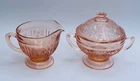 New Listing1930s Federal Pink Sharon Cabbage Rose Depression Glass Sugar & Creamer Set