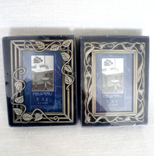 2 x Art Noveau Pewter Coloured Metal Photo Frame Set. NEW Sealed. For 3" x 2" 