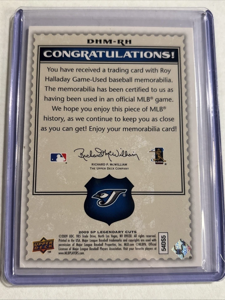2009 Upper Deck SP Destined For History Roy Halladay Toronto Blue Jays Relic - Image 2 of 2