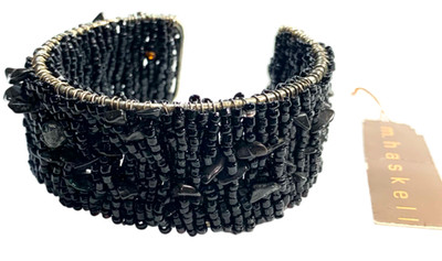 Miriam Haskell Bracelet Black Beaded Cuff Bracelet NWT