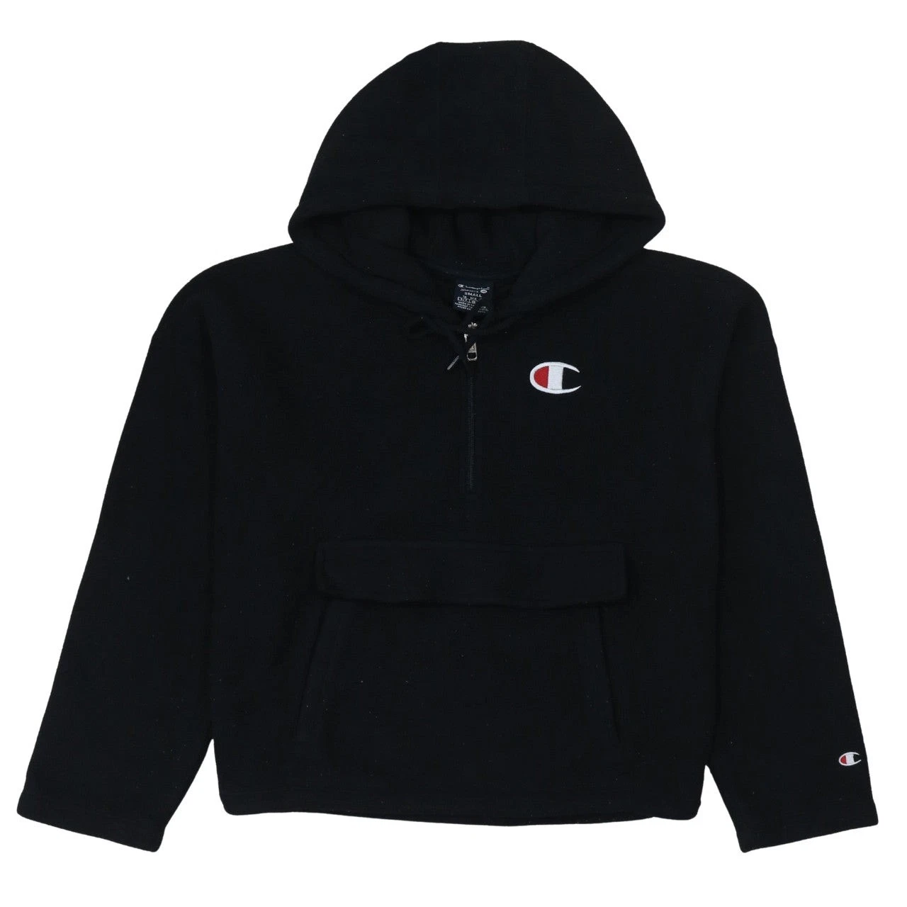 Champion Women Black Small 1/4 Zip Fleece Hoodie Pullover Casual