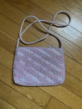 Carolyne Barton Night Pink  Beaded Shoulder String Purse Small. C19