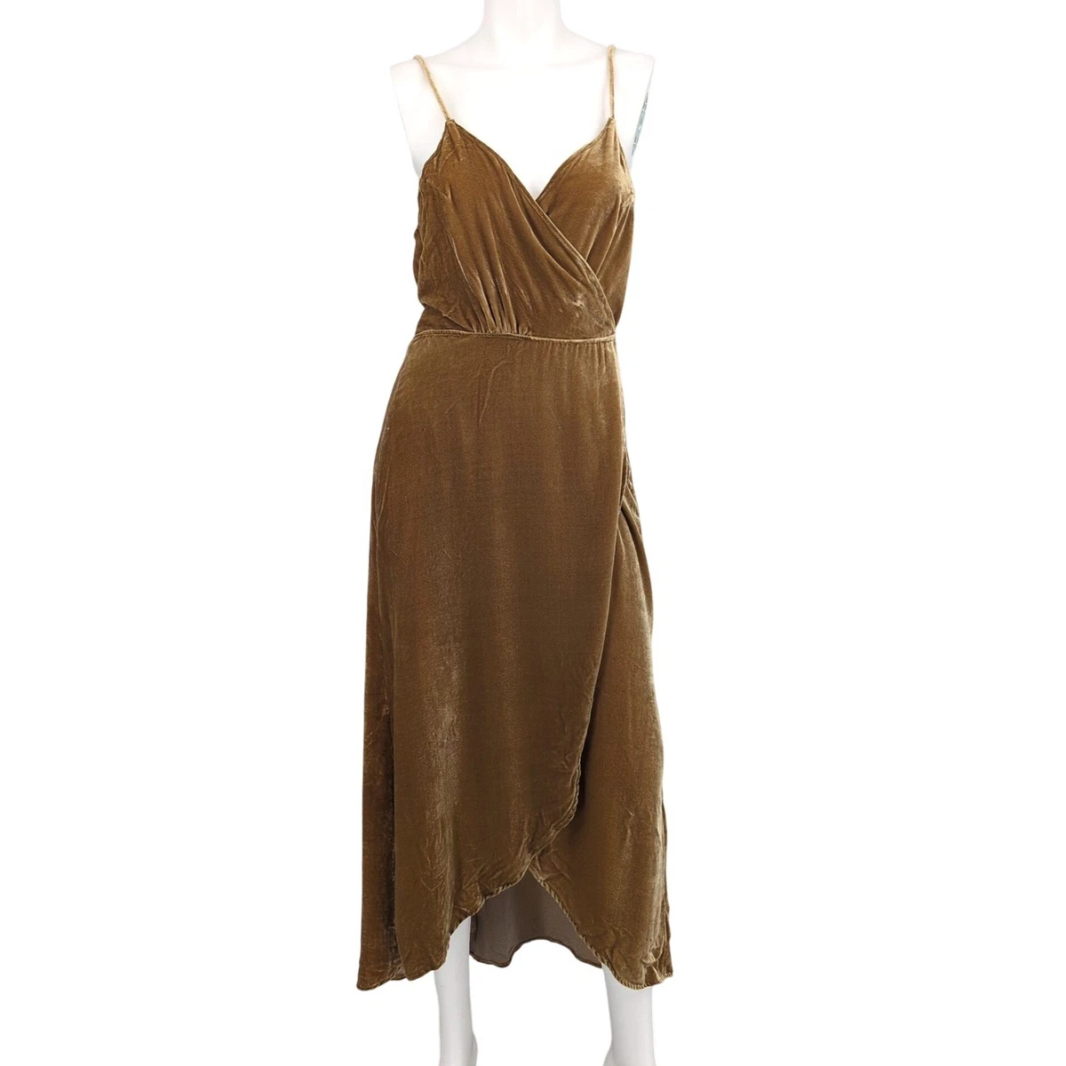 reformation brown velvet dress Dresses for Women for sale to translate Blue Vanilla V-Neck Tiered Size:19 34/35